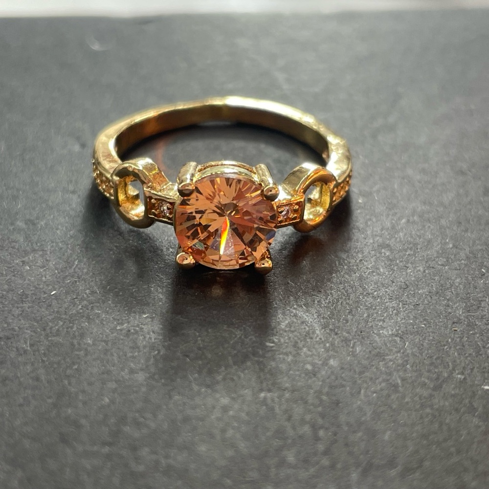Solitaire Ring with Brown Champagne Gemstone size 9